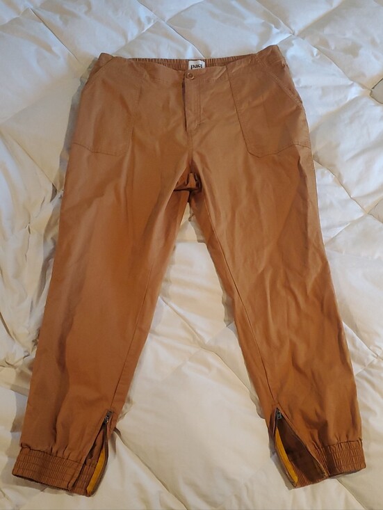 Pact Pants - Pact Organic Cotton Camel Tan Jogger Pants with Ankle Zips Size XL